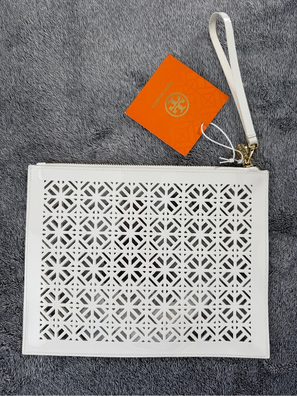 Tory Burch Perf-Cut / Laser-Cut Leather Wristlet
